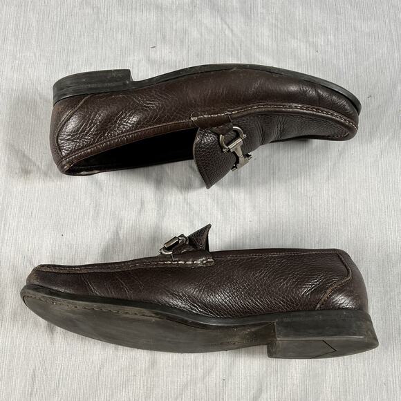 Salvatore Ferragamo Grandioso Gancini Men’s Size 8 Wide Horse Bit Brown Loafers